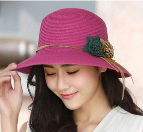 Chapéu Feminino Bucket com Flores